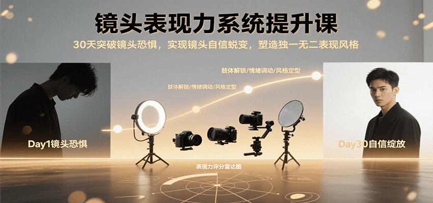 镜头表现力系统提升课，30天突破镜头恐惧实现自信蜕变，塑造独一无二表现风格-天云资源网