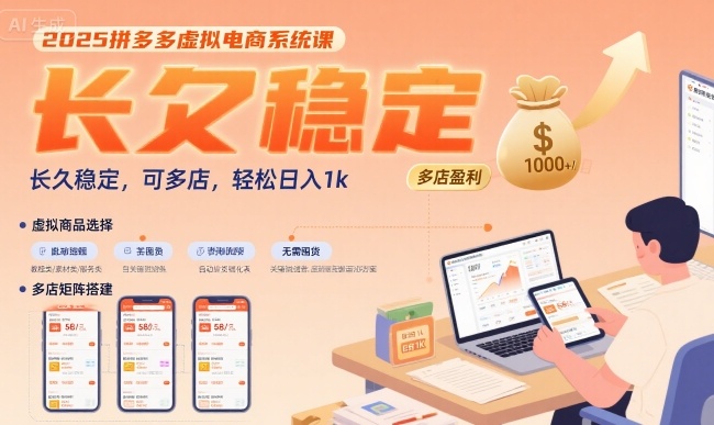 2025拼多多虚拟电商系统课，长久稳定，可多店，轻松日入1k-天云资源网
