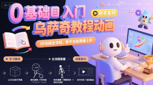 0基础入门乌萨奇教程动画，3D动画全流程，新手也能跟着上手-天云资源网