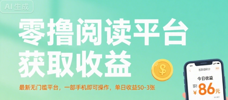 零撸阅读平台获取收益，最新无门槛平台，一部手机即可操作，单日收益50-3张【揭秘】-天云资源网