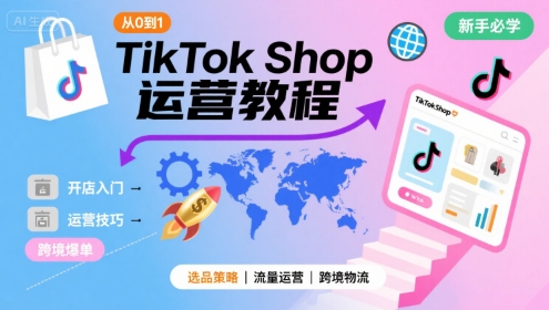 TikTok Shop从0到1运营教程，TikTok跨境电商新手必学课程-天云资源网