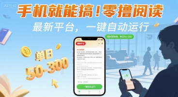 手机就能搞！零撸阅读挂G，最新平台，一键自动运行，随时随地挣，单日50-3张+【揭秘】-天云资源网