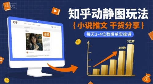 小说推文干货分享之知乎动静图玩法，每天3-4位数爆单实操课-天云资源网