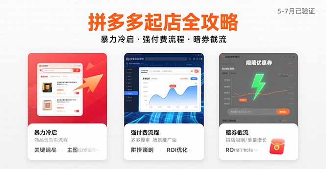 拼多多起店全攻略，暴力冷启，强付费流程，暗券截流，5-7月已验证的方法-天云资源网