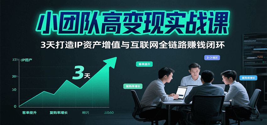 小团队高变现实战课，3天打造IP资产增值与互联网全链路赚钱闭环(第二期)-天云资源网
