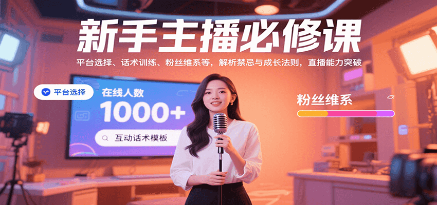 新手主播必修课：平台选择、话术训练、粉丝维系等，解析禁忌与成长法则，突破直播能力-天云资源网