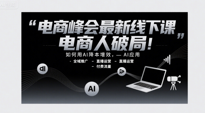 电商峰会最新线下课，电商人破局，如何用AI降本增效，AI应用-全域推广-直播运营-付费流量-天云资源网