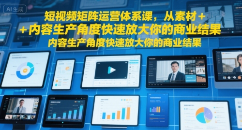 短视频矩阵运营体系课，从素材+内容生产角度快速放大你的商业结果-天云资源网