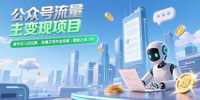 公众号流量主变现项目，新手日入四位数，含爆文写作全攻略(更新25年7月-天云资源网