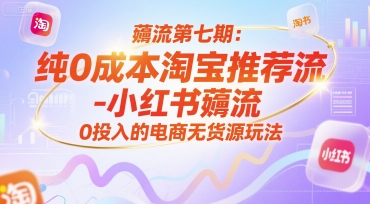 薅流第七期：纯0成本淘宝推荐流-小红书薅流最新版目，0投入的电商无货源玩法(附赠往期)-天云资源网
