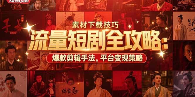 流量短剧全攻略：素材下载技巧，爆款剪辑手法，平台变现策略-天云资源网