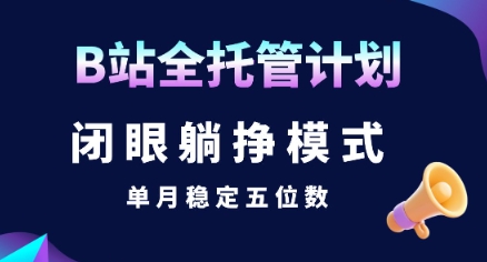 【B站全托管计划】闭眼躺挣模式，单月稳定五位数【揭秘】-天云资源网