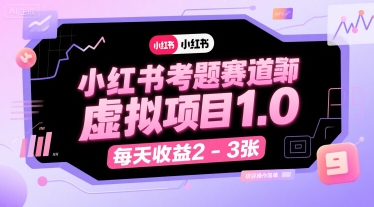 小红书考题赛道虚拟项目1.0，项目操作简单，每天收益2-3张-天云资源网