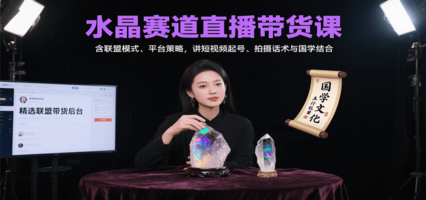 水晶赛道直播带货课：含联盟模式、平台策略，讲短视频起号、拍摄话术与国学结合-天云资源网