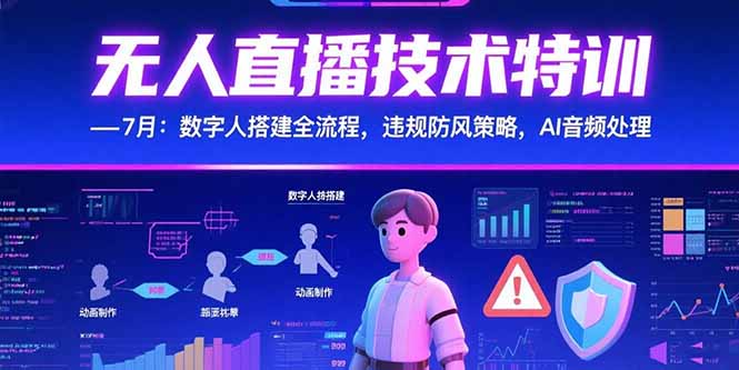 无人直播技术特训-7月：数字人搭建全流程，违规防风策略，AI音频处理-天云资源网