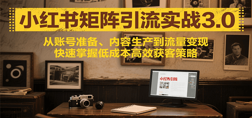 小红书矩阵引流3.0，从账号准备、内容生产到流量变现，快速掌握低成本高效获客策略-天云资源网