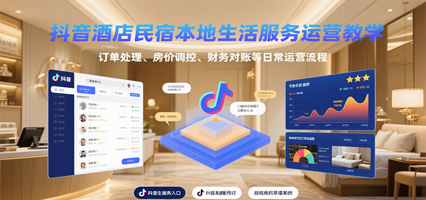 抖音酒店民宿本地生活服务运营教学，订单处理、房价调控、财务对账等日常运营流程-天云资源网