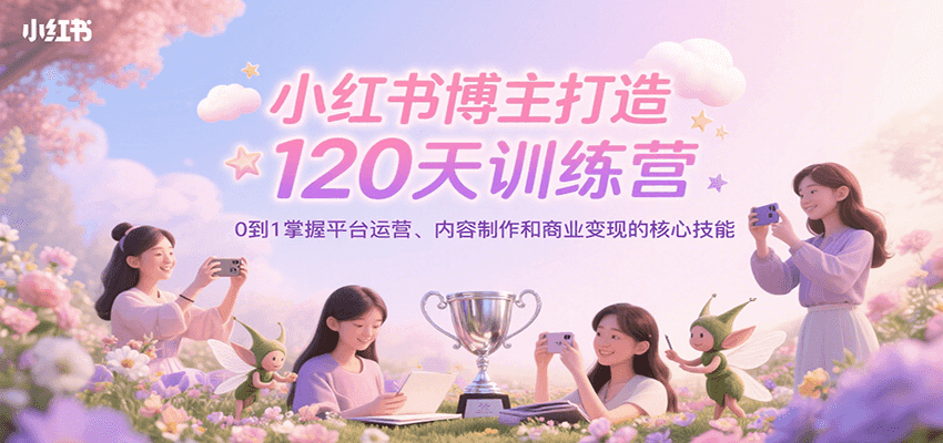 小红书博主打造120天训练营，0到1掌握平台运营、内容制作和商业变现-天云资源网