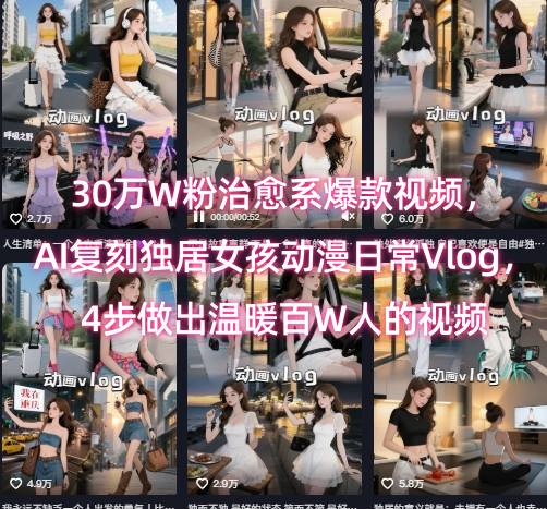 30万W粉治愈系爆款视频，AI复刻独居女孩动漫日常Vlog，4步做出温暖百W人的视频-天云资源网