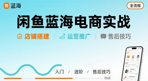 闲鱼蓝海电商实战，店铺搭建运营售后全流程-天云资源网