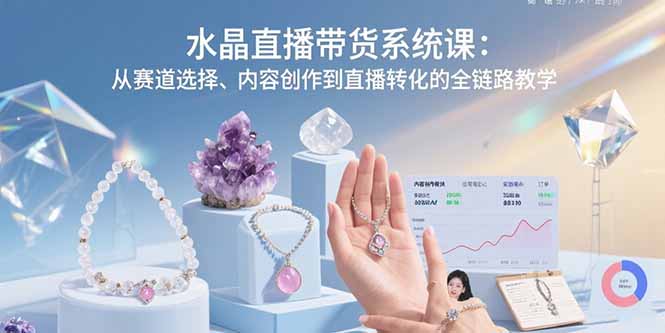 水晶直播带货系统课：从赛道选择、内容创作到直播转化的全链路教学-天云资源网