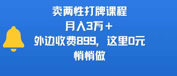 卖两性打牌课程，月入3W+外边收费899的课程，这里0元，悄悄做-天云资源网