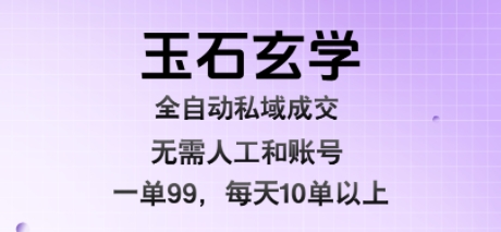 玉石玄学全自动私域成交，一单99每天十单以上，无需人工和矩阵账号，蓝海项目直接干【揭秘】-天云资源网
