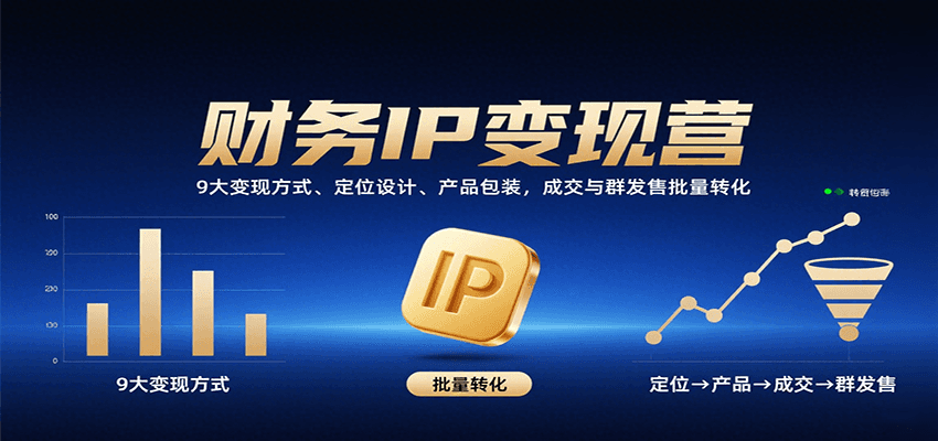 财务IP变现营：9大变现方式、定位设计、产品包装，成交与群发售批量转化-天云资源网