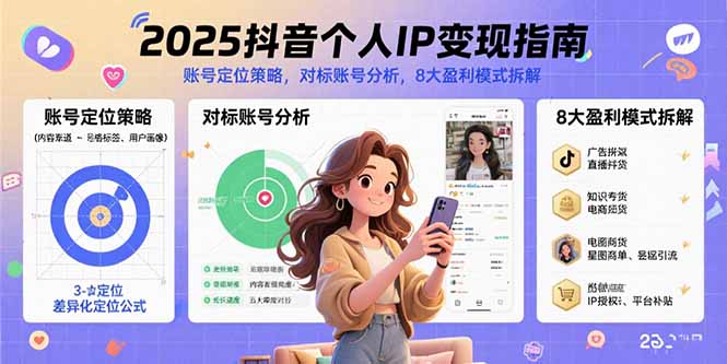 2025抖音个人IP变现指南，账号定位策略，对标账号分析，8大盈利模式拆解-天云资源网