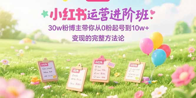 小红书运营进阶班:30w粉博主带你从0粉起号到10w+变现的完整方法论-天云资源网