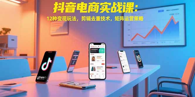 抖音电商实战课：12种变现玩法，剪辑去重技术，矩阵运营策略-天云资源网