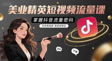 美业精英短视频流量课，掌握抖音流量密码，天天有询单，条条有转化-天云资源网