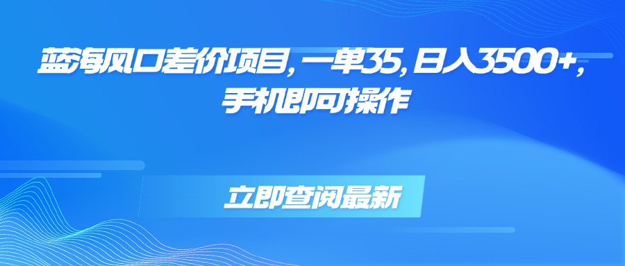 蓝海风口差价项目，一单35，日入3500+，手机即可操作-天云资源网