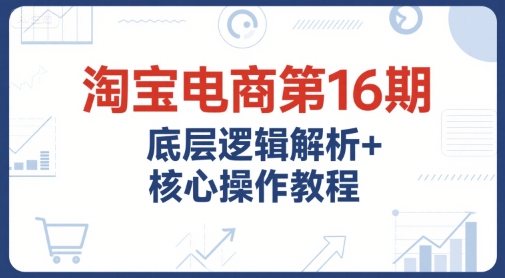 淘宝电商第16期，底层逻辑解析+核心操作教程，运营、推广提升能力的必学课程+配套资料-天云资源网