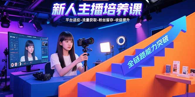 新人主播培养课：平台适应-流量获取-粉丝留存-收益提升 全链路能力突破-天云资源网
