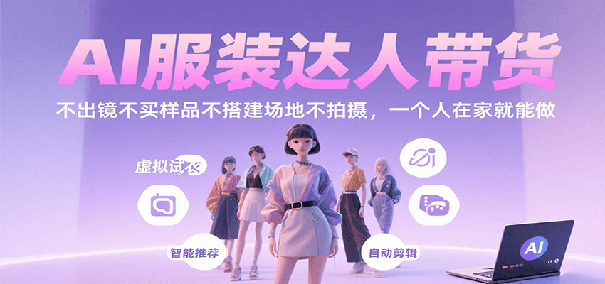 AI服装达人带货，不出镜不买样品不搭建场地不拍摄，一个人在家就能做-天云资源网