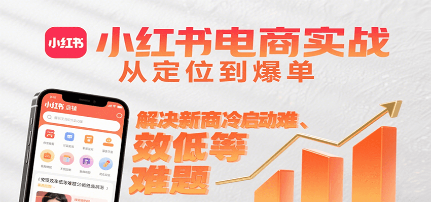 小红书电商实战，从定位到爆单解决新商冷启动难、变现效率低等难题-天云资源网