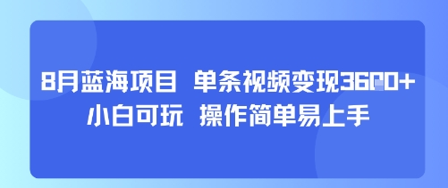 8月AI蓝海项目，单条视频变现1k+ 小白可玩 操作简单易上手-天云资源网