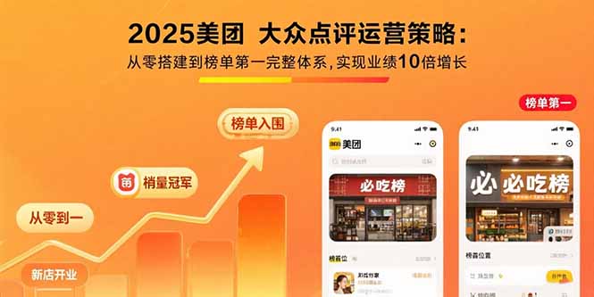 2025美团 大众点评运营策略:从零搭建到榜单第一完整体系,实现业绩10倍增长-天云资源网