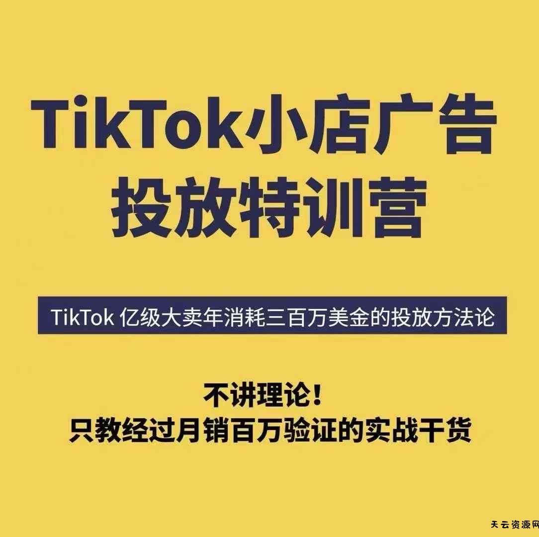 TikTok小店广告投放特训营，6天破局计划专治各种“投不动”，教你经过月销百万验证的实战干货-天云资源网