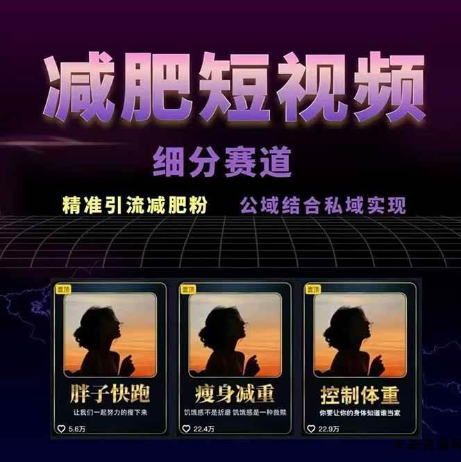 图片[2]-减肥短视频运营实战课：含素材制作、剪映教学，讲精准引流、变现设计与内容模板技巧-天云资源网