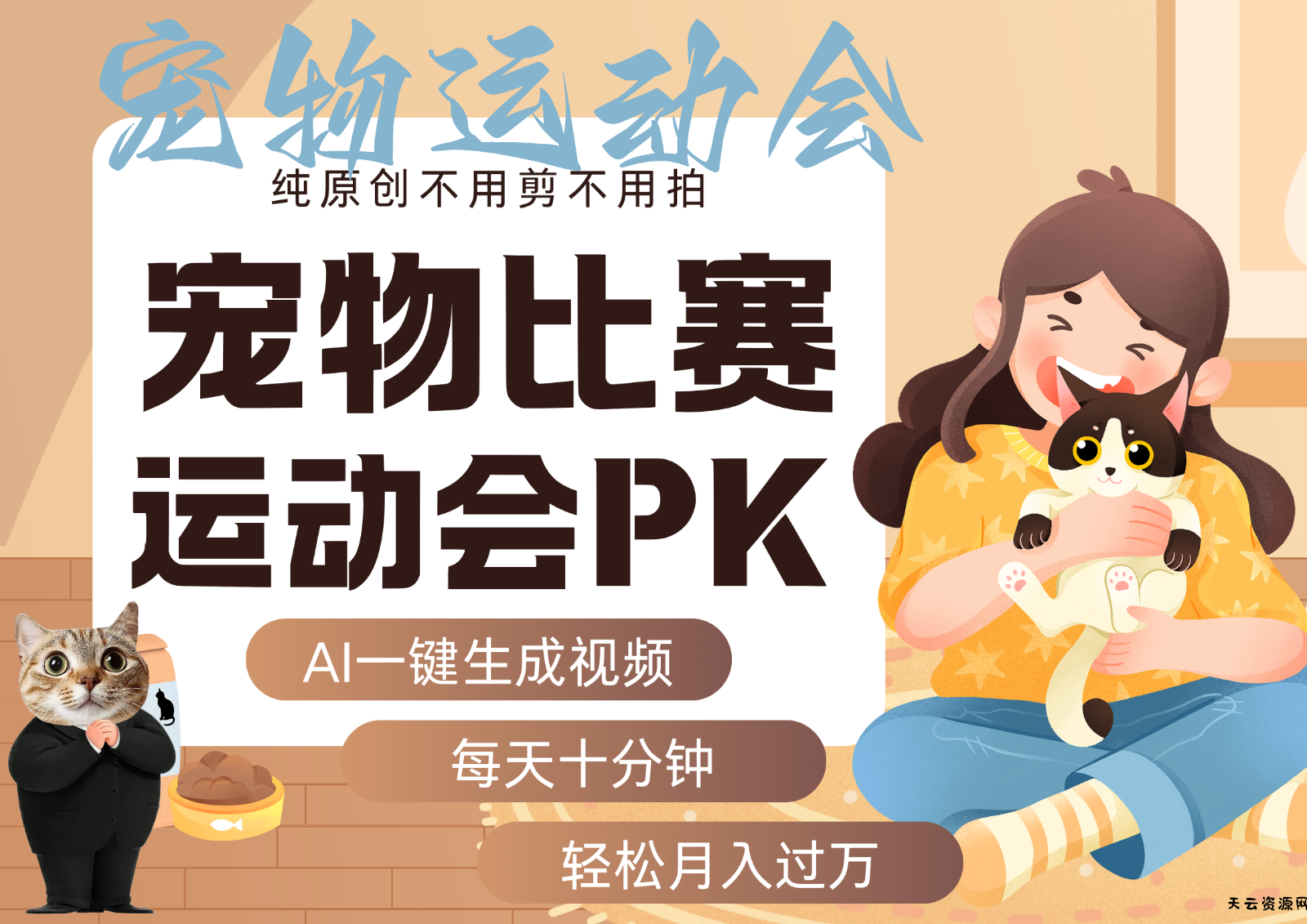 AI萌宠运动员跳水 射击 篮球 足球比赛 每天十分钟 附详细提示词文案库 代替做...-天云资源网