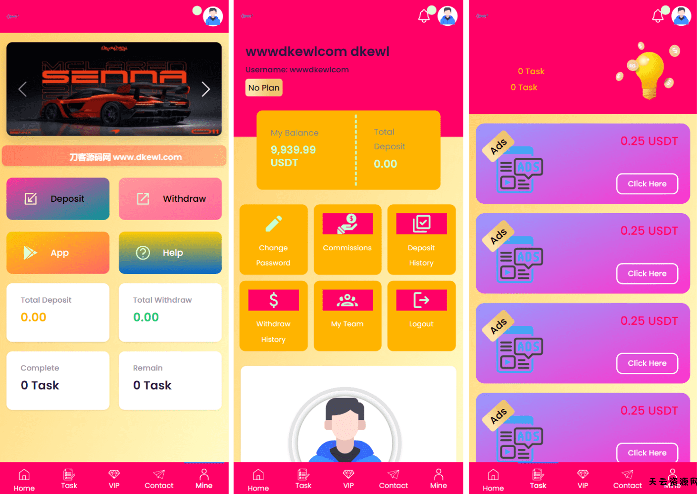 SENNA海外广告奖励投资理财源码/附详细教程-天云资源网