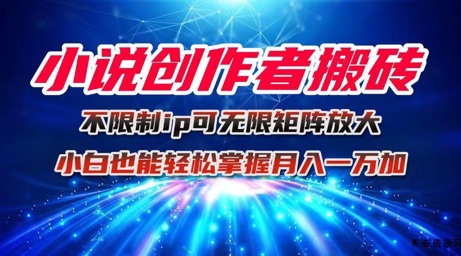 小说创作者搬砖玩法，不限制IP简单无脑 可矩阵无限放大小白也能实现轻...-天云资源网