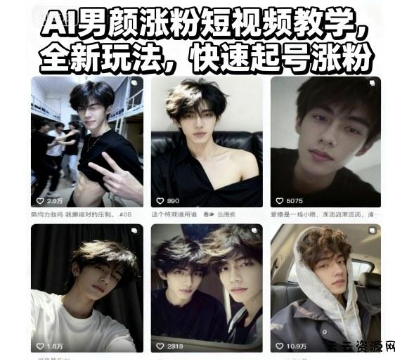 AI男颜涨粉短视频教学，全新玩法，快速起号涨粉-天云资源网