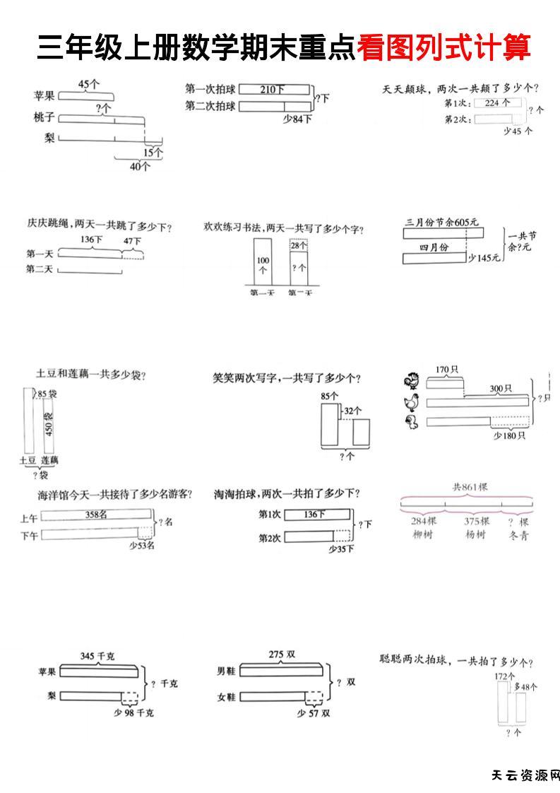 三上数学看图列式-天云资源网