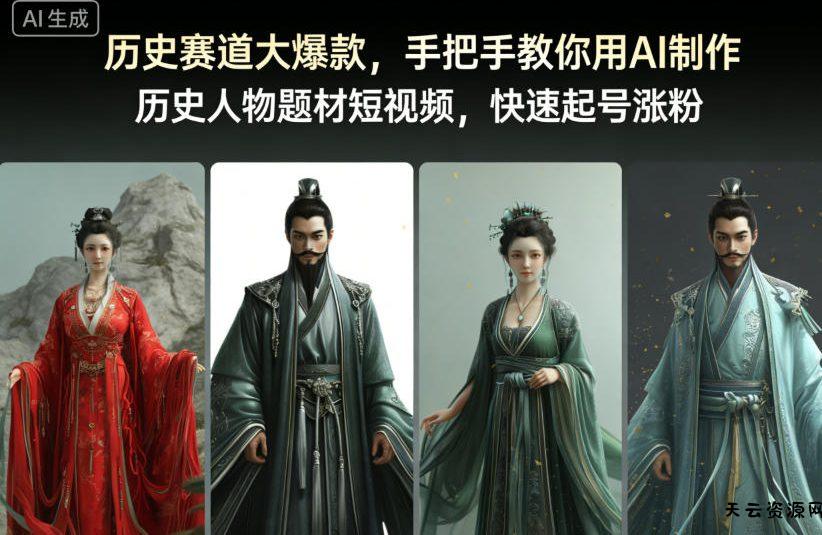 历史赛道大爆款，手把手教你用AI制作历史人物题材短视频，快速起号涨粉-天云资源网