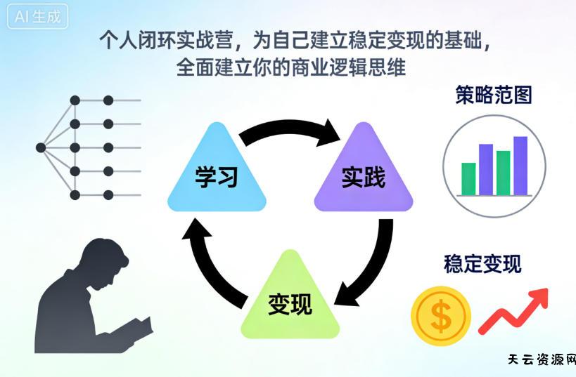 个人闭环实战营，为自己建立稳定变现的基础，全面建立你的商业逻辑思维-天云资源网
