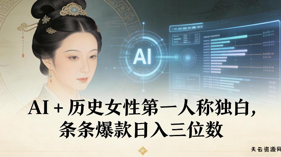 AI+历史女性第一人称独白，条条爆款日入三位数-天云资源网