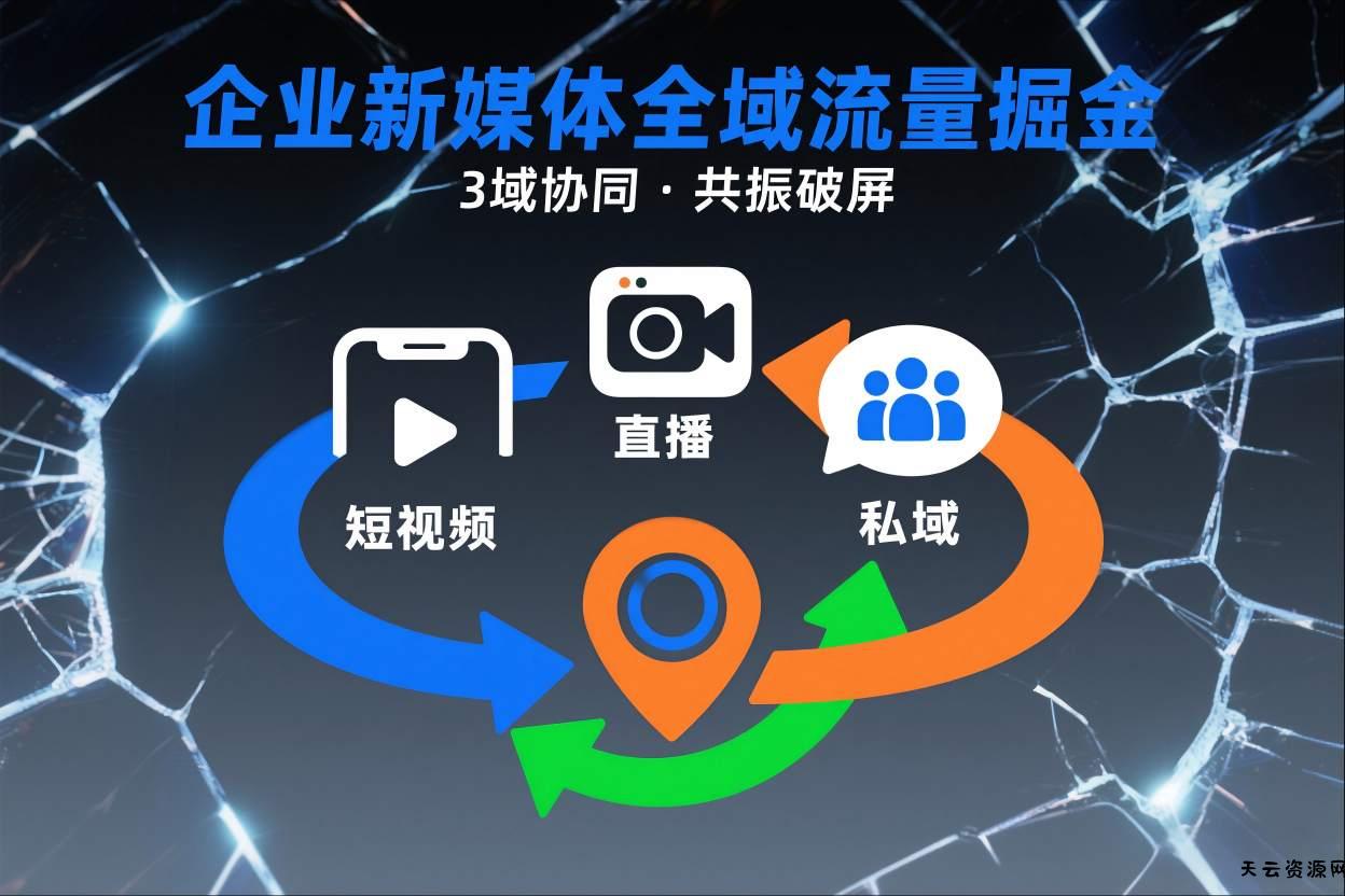 短视频全域商业模式，企业新媒体全域流量掘金，3域协同，共振破屏，短视频-直播-私域-地域-天云资源网